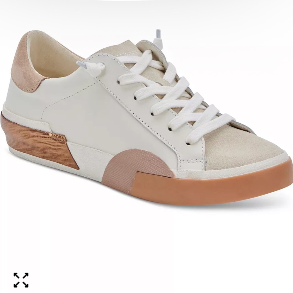 Dolce Vita White and Tan Low-Top Sneakers